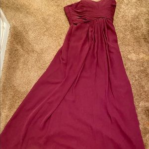 Long Strapless Chiffon Dress with Pleated Bodice